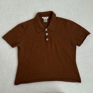 Talbots 100% cashmere Brown  Polo Sweater